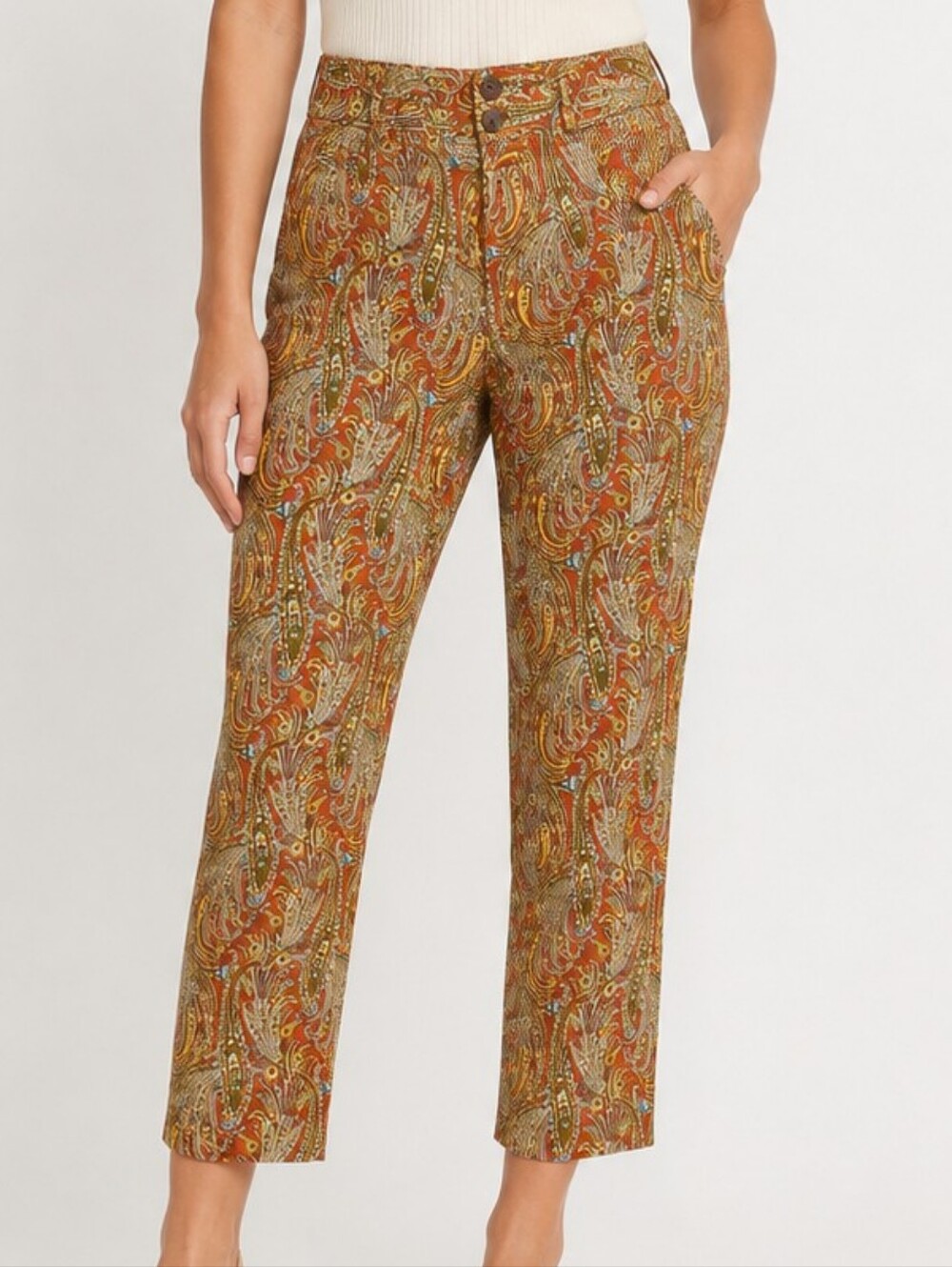 Anthropologie Cartonnier “Persimmon Paisley Crops”